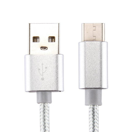 Knit Texture USB to USB-C / Type-C Data Sync Charging Cable, Cable Length: 1m, 3A Total Output, 2A Transfer Data(Silver)-garmade.com