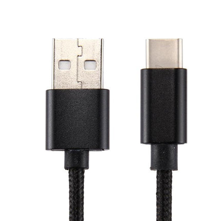 Knit Texture USB to USB-C / Type-C Data Sync Charging Cable, Cable Length: 2m, 3A Output(Black)-garmade.com