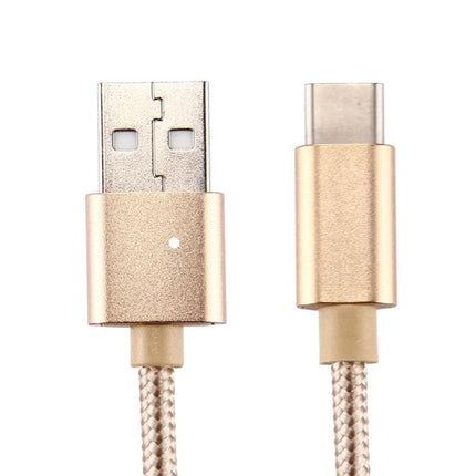 Knit Texture USB to USB-C / Type-C Data Sync Charging Cable, Cable Length: 2m, 3A Output(Gold)-garmade.com