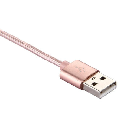 Knit Texture USB to USB-C / Type-C Data Sync Charging Cable, Cable Length: 2m, 3A Output(Rose Gold)-garmade.com