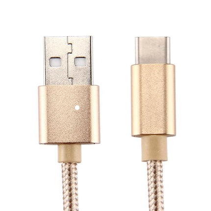 Knit Texture USB to USB-C / Type-C Data Sync Charging Cable, Cable Length: 3m, 3A Total Output, 2A Transfer Data(Gold)-garmade.com