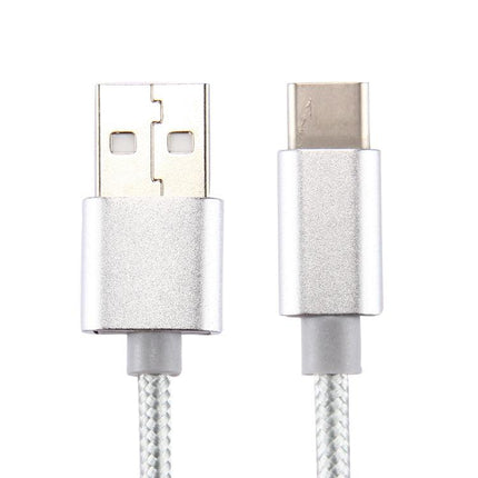 Knit Texture USB to USB-C / Type-C Data Sync Charging Cable, Cable Length: 3m, 3A Total Output, 2A Transfer Data(Silver)-garmade.com