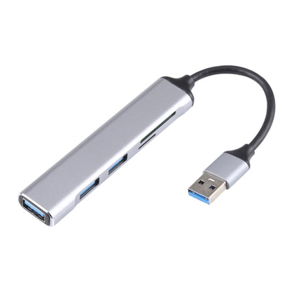 5 in 1 USB 3.0 to SD / TF Card Slot + 3 USB 3.0 Ports Multifunctional Docking Station HUB (Silver)-garmade.com