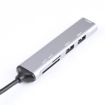 5 in 1 USB 3.0 to SD / TF Card Slot + 3 USB 3.0 Ports Multifunctional Docking Station HUB (Silver)-garmade.com