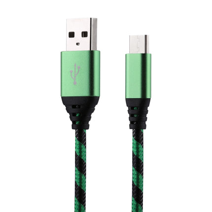 1m USB to USB-C / Type-C Nylon Weave Style Data Sync Charging Cable(Green)-garmade.com