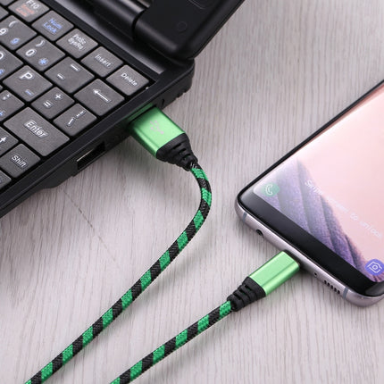 1m USB to USB-C / Type-C Nylon Weave Style Data Sync Charging Cable(Green)-garmade.com