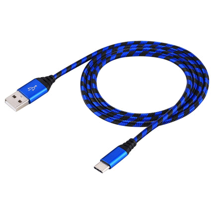 1m USB to USB-C / Type-C Nylon Weave Style Data Sync Charging Cable(Blue)-garmade.com