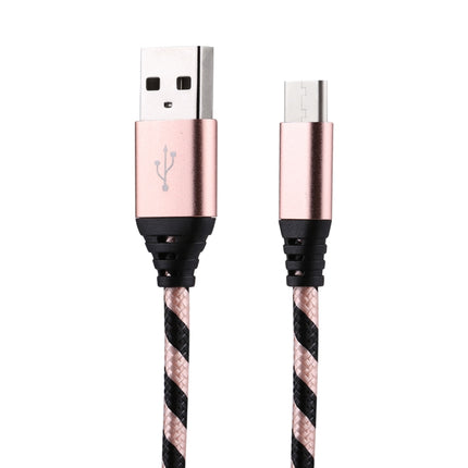 1m USB to USB-C / Type-C Nylon Weave Style Data Sync Charging Cable(Rose Gold)-garmade.com