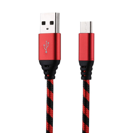 1m USB to USB-C / Type-C Nylon Weave Style Data Sync Charging Cable(Red)-garmade.com