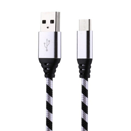 1m USB to USB-C / Type-C Nylon Weave Style Data Sync Charging Cable(Silver)-garmade.com