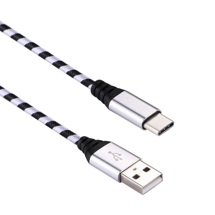 1m USB to USB-C / Type-C Nylon Weave Style Data Sync Charging Cable(Silver)-garmade.com