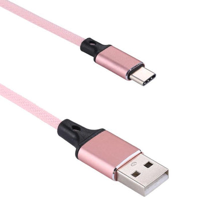 1m 2A Output USB to USB-C / Type-C Nylon Weave Style Data Sync Charging Cable(Pink)-garmade.com