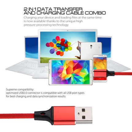 1m 2A Output USB to USB-C / Type-C Nylon Weave Style Data Sync Charging Cable(Red)-garmade.com