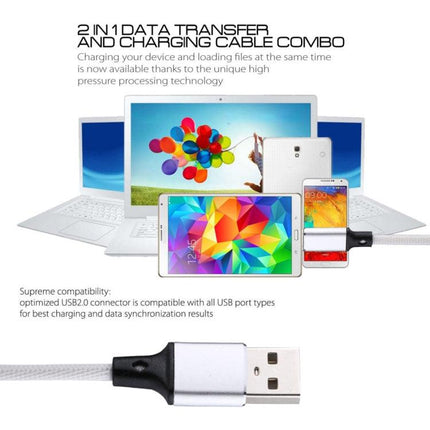 1m 2A Output USB to USB-C / Type-C Nylon Weave Style Data Sync Charging Cable(White)-garmade.com