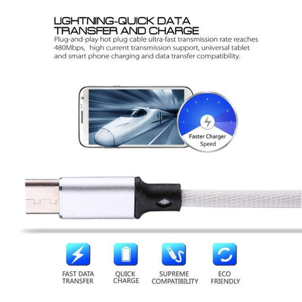 1m 2A Output USB to USB-C / Type-C Nylon Weave Style Data Sync Charging Cable(White)-garmade.com