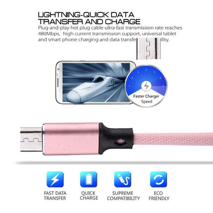 1m 2A Output USB to Micro USB Nylon Weave Style Data Sync Charging Cable, For Samsung, Huawei, Xiaomi, HTC, LG, Sony, Lenovo and other Smartphones(Pink)-garmade.com
