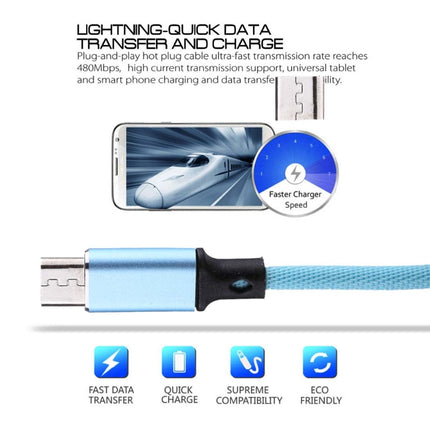 1m 2A Output USB to Micro USB Nylon Weave Style Data Sync Charging Cable, For Samsung, Huawei, Xiaomi, HTC, LG, Sony, Lenovo and other Smartphones(Blue)-garmade.com