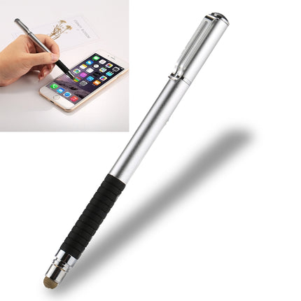 Universal 2 in 1 Multifunction Round Thin Tip Capacitive Touch Screen Stylus Pen, For iPhone, iPad, Samsung, and Other Capacitive Touch Screen Smartphones or Tablet PC(Silver)-garmade.com