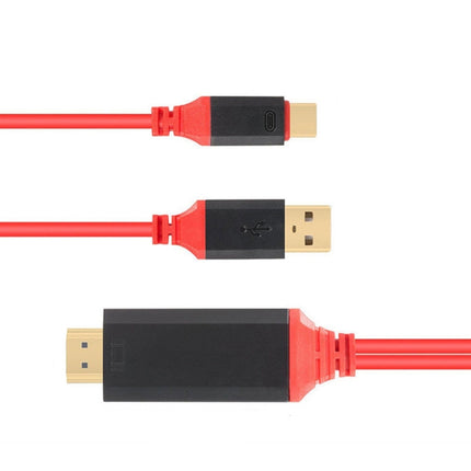 2 in 1 USB-C / Type-C + USB Power Supply Interface to 4K x 2K Ultra HD HDMI Video Cable, Length: 2m-garmade.com