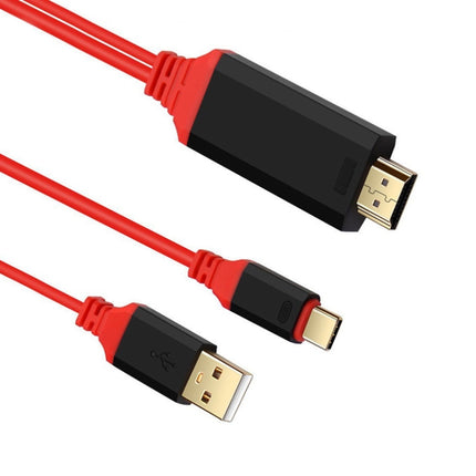 2 in 1 USB-C / Type-C + USB Power Supply Interface to 4K x 2K Ultra HD HDMI Video Cable, Length: 2m-garmade.com