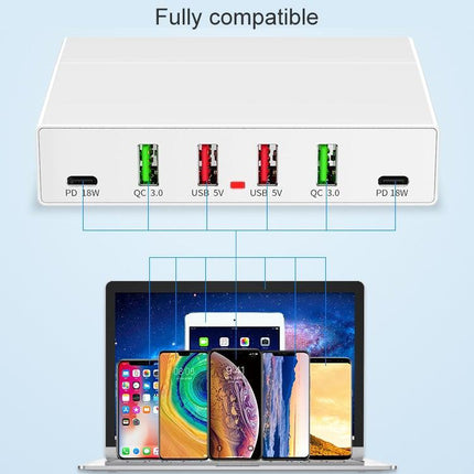 X5 6 In 1 Multi-function USB Quick Charging Station Smart Socket Holder Stand-garmade.com