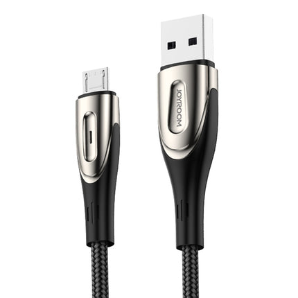 JOYROOM S-M411 Sharp Series 3A Micro USB Interface Charging + Transmission Nylon Braided Data Cable with Drop-shaped Indicator Light, Cable Length: 2m (Black)-garmade.com