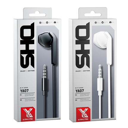 WK SHQ Series YA07 3.5mm Music Call Wired Earphone (White)-garmade.com