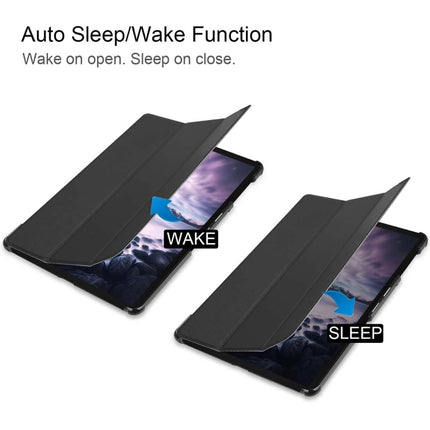 Custer Texture Horizontal Flip PU Leather Case for Galaxy Tab A 10.5 / T595 & T590, with Three-folding Holder & Sleep / Wake-up Function (Black)-garmade.com