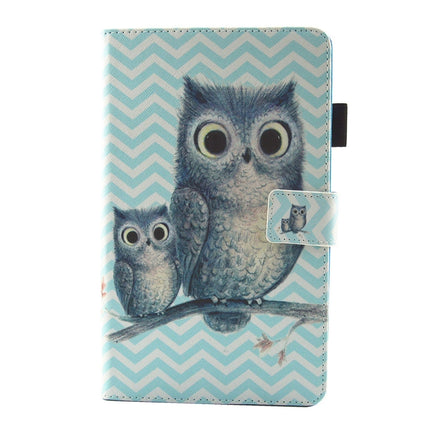 For Galaxy Tab A 8.0 / T380 & T385 Wave Owl Pattern Horizontal Flip Leather Case with Holder & Card Slots-garmade.com