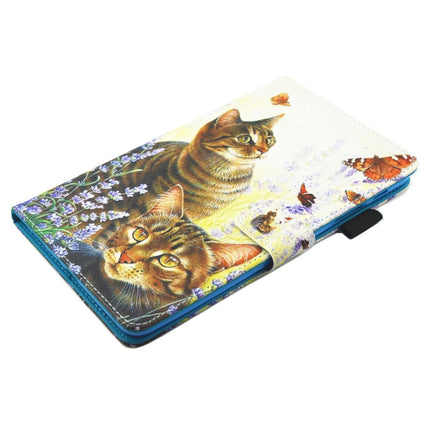 For Galaxy Tab A 8.0 / T380 & T385 Cats and Butterflies Pattern Horizontal Flip Leather Case with Holder & Card Slots-garmade.com