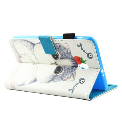 For Galaxy Tab A 8.0 / T380 & T385 Tomato and Cat Pattern Horizontal Flip Leather Case with Holder & Card Slots-garmade.com