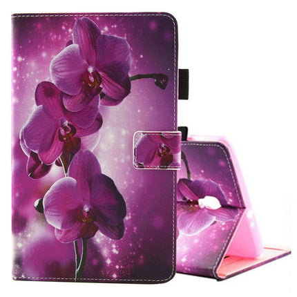 For Galaxy Tab A 8.0 / T380 & T385 Purple Orchid Pattern Horizontal Flip Leather Case with Holder & Card Slots-garmade.com