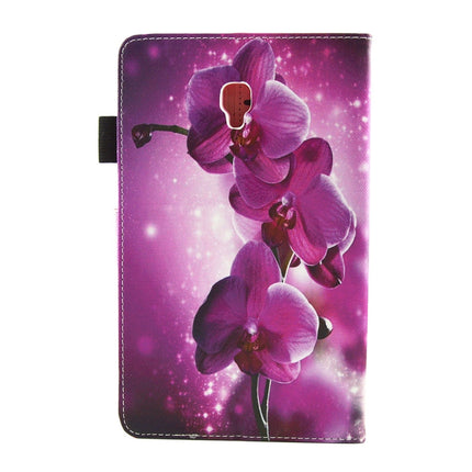 For Galaxy Tab A 8.0 / T380 & T385 Purple Orchid Pattern Horizontal Flip Leather Case with Holder & Card Slots-garmade.com