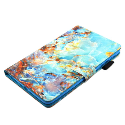 For Galaxy Tab A 8.0 / T380 & T385 Green Marble Pattern Horizontal Flip Leather Case with Holder & Card Slots-garmade.com