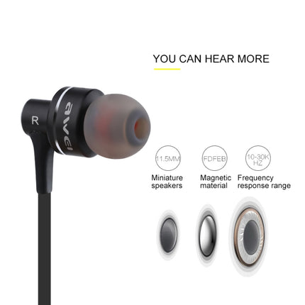 awei ES-10TY TPE In-ear Wire Control Earphone with Mic, For iPhone, iPad, Galaxy, Huawei, Xiaomi, LG, HTC and Other Smartphones(Black)-garmade.com