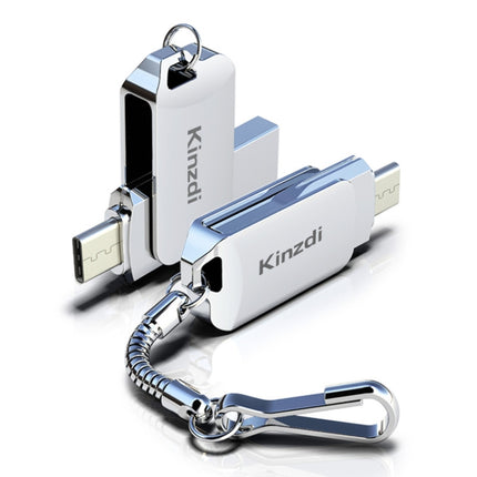 Kinzdi 32GB USB + Type-C Interface Metal Twister Flash Disk V8 (Silver)-garmade.com
