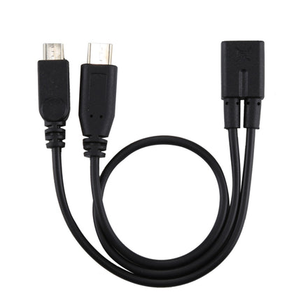 Micro USB Female to USB-C / Type-C Male + Micro USB Male Adapter Y Cable, Total Length: about 30cm, For Samsung, Huawei, Xiaomi, HTC, Meizu, Sony and other Smartphones-garmade.com