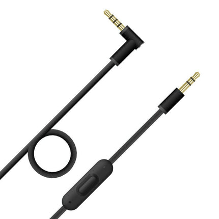 ZS0087 3.5mm Male to Male Earphone Cable with Mic & Wire-controlled, Cable Length: 1.4m(Black)-garmade.com