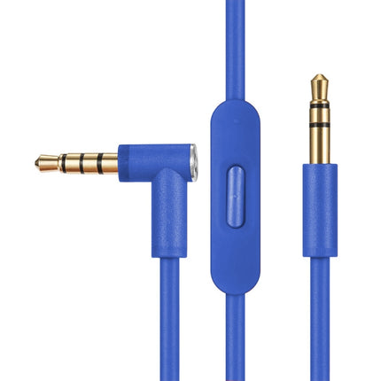 ZS0087 3.5mm Male to Male Earphone Cable with Mic & Wire-controlled, Cable Length: 1.4m(Blue)-garmade.com