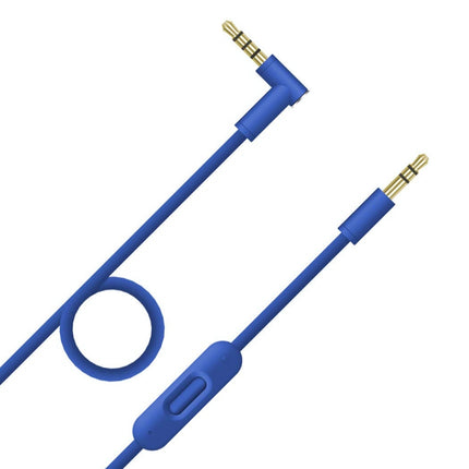 ZS0087 3.5mm Male to Male Earphone Cable with Mic & Wire-controlled, Cable Length: 1.4m(Blue)-garmade.com