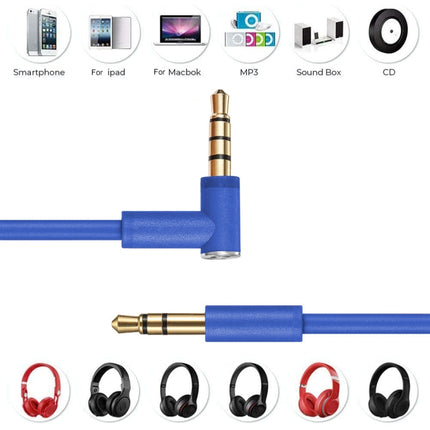 ZS0087 3.5mm Male to Male Earphone Cable with Mic & Wire-controlled, Cable Length: 1.4m(Blue)-garmade.com