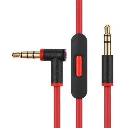 ZS0087 3.5mm Male to Male Earphone Cable with Mic & Wire-controlled, Cable Length: 1.4m(Red Black)-garmade.com