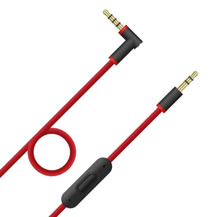 ZS0087 3.5mm Male to Male Earphone Cable with Mic & Wire-controlled, Cable Length: 1.4m(Red Black)-garmade.com