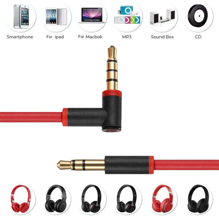 ZS0087 3.5mm Male to Male Earphone Cable with Mic & Wire-controlled, Cable Length: 1.4m(Red Black)-garmade.com