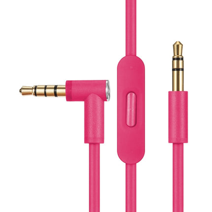 ZS0087 3.5mm Male to Male Earphone Cable with Mic & Wire-controlled, Cable Length: 1.4m(Rose Red)-garmade.com