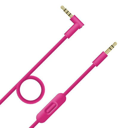 ZS0087 3.5mm Male to Male Earphone Cable with Mic & Wire-controlled, Cable Length: 1.4m(Rose Red)-garmade.com