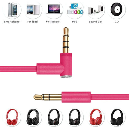 ZS0087 3.5mm Male to Male Earphone Cable with Mic & Wire-controlled, Cable Length: 1.4m(Rose Red)-garmade.com