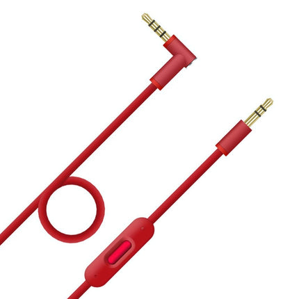 ZS0087 3.5mm Male to Male Earphone Cable with Mic & Wire-controlled, Cable Length: 1.4m(Red)-garmade.com