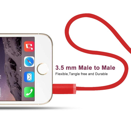 ZS0087 3.5mm Male to Male Earphone Cable with Mic & Wire-controlled, Cable Length: 1.4m(Red)-garmade.com