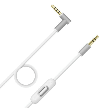 ZS0087 3.5mm Male to Male Earphone Cable with Mic & Wire-controlled, Cable Length: 1.4m(White)-garmade.com